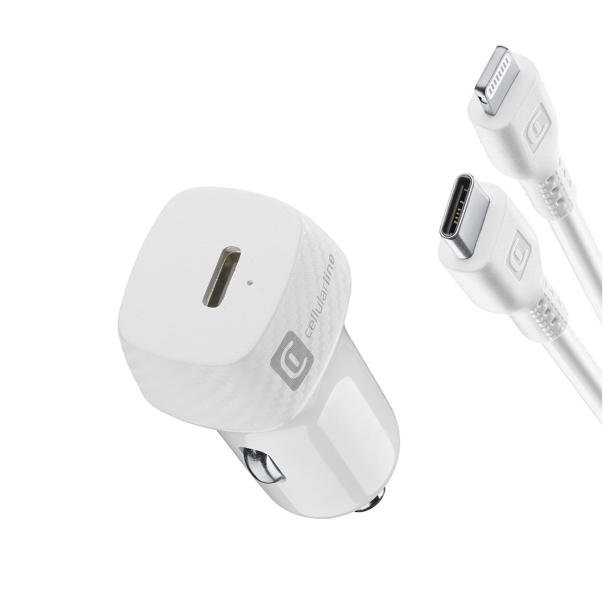 CELLULAR LINE CBRIPHKITC2LMFI20W Caricabatterie Auto USB-C 20W + Cavo Bianco - immagine 2