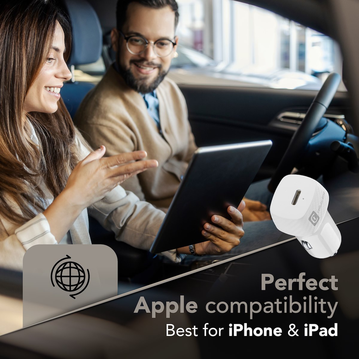 CELLULAR LINE CBRIPHKITC2LMFI20W Caricabatterie Auto USB-C 20W + Cavo Bianco - immagine 3