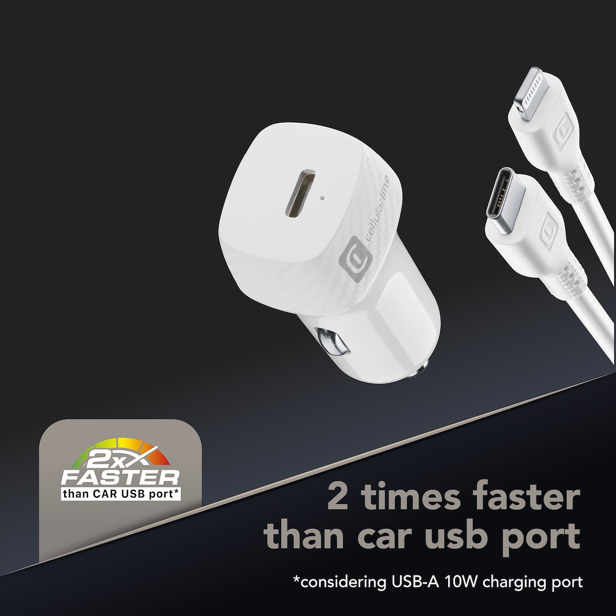 CELLULAR LINE CBRIPHKITC2LMFI20W Caricabatterie Auto USB-C 20W + Cavo Bianco - immagine 5