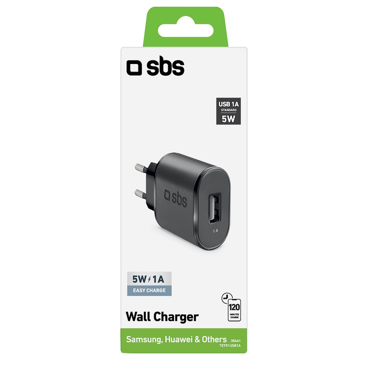 SBS TETR1USB1A Caricabatterie Rete Viaggio USB 1A 5W Nero
