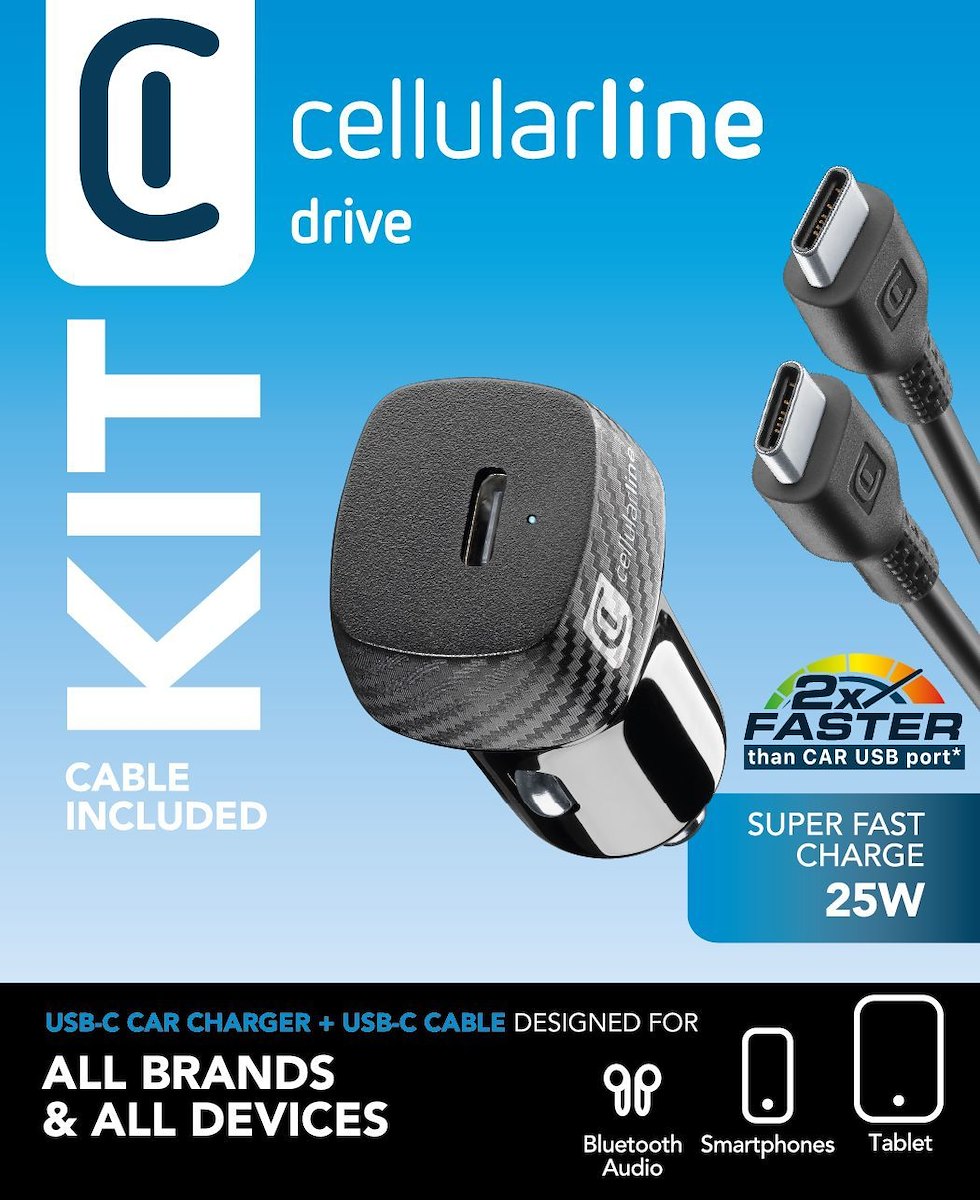 CELLULAR LINE CBRSMKITC2CPD25WW Caricabatterie Auto 25W Samsung Bianco - immagine 2