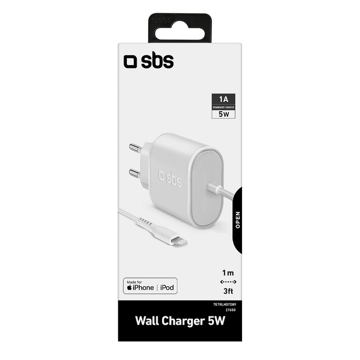SBS TETRLHSTD89 Caricabatterie Rete EU Lightning 5W Bianco - immagine 2