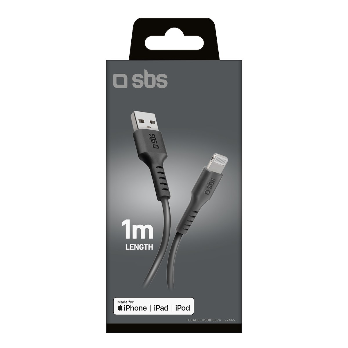 SBS TECABLEUSBIP589K Cavo Dati USB 2.0-Lightning 1m Nero - immagine 2
