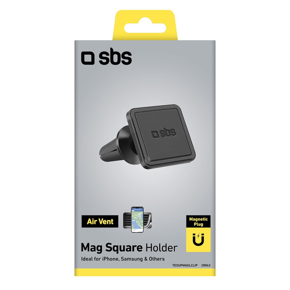 SBS TESUPMAGLCLIP, supporto magnetico quadrato per auto - immagine 3