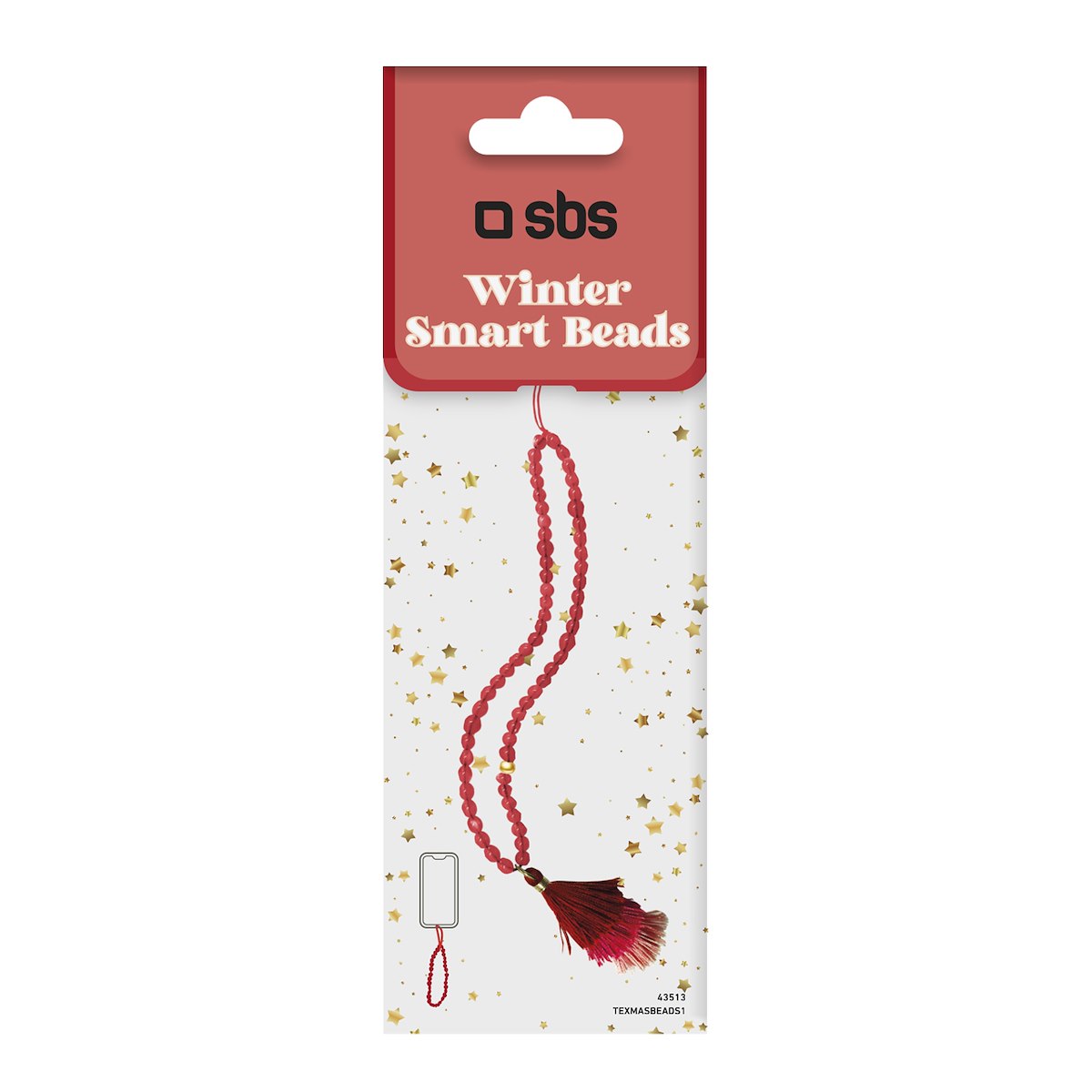 SBS TEXMASBEADS1 Ciondolo da polso a perline per smartphone Xmas Red - immagine 4