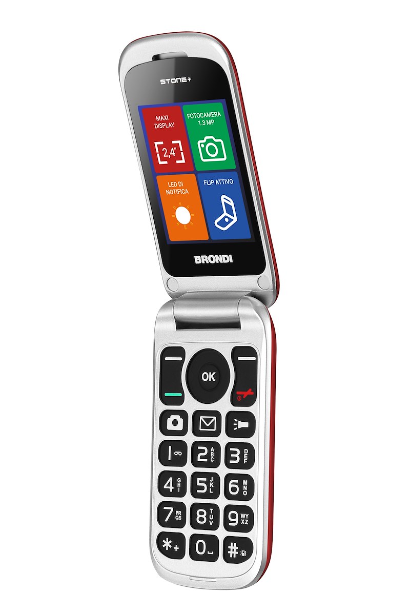 BRONDI STONEPIUROSSO Cellulare Flip QB 2.4" Dual SIM BT 1.3MP LED Rosso - immagine 2