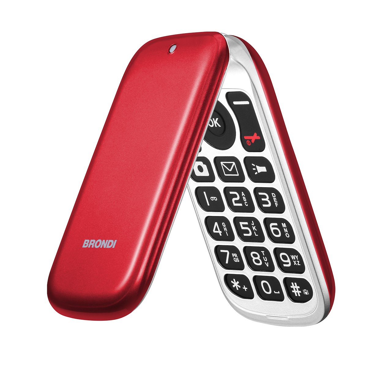 BRONDI STONEPIUROSSO Cellulare Flip QB 2.4" Dual SIM BT 1.3MP LED Rosso - immagine 5