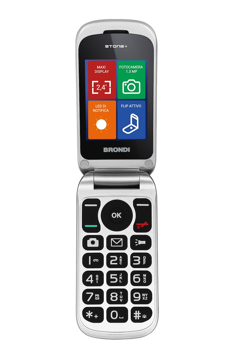 BRONDI STONEPIUBIANCO Cellulare Flip QB 2.4 Dual SIM BT 1.3MP LED Bianco