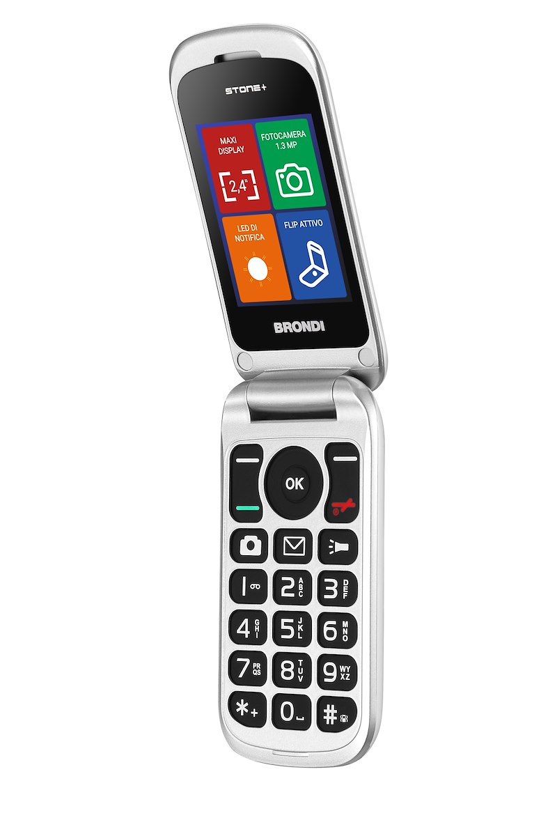 BRONDI STONEPIUBIANCO Cellulare Flip QB 2.4 Dual SIM BT 1.3MP LED Bianco - immagine 2