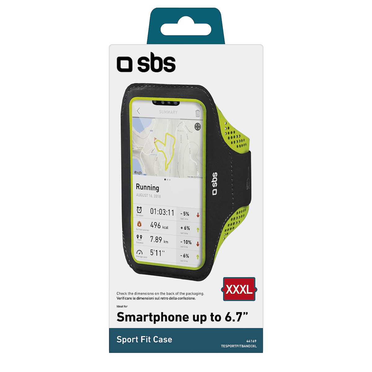 SBS TESPORTFITBAND3XL Fascia da braccio per smartphone 6.7" 3XL, nero - immagine 4
