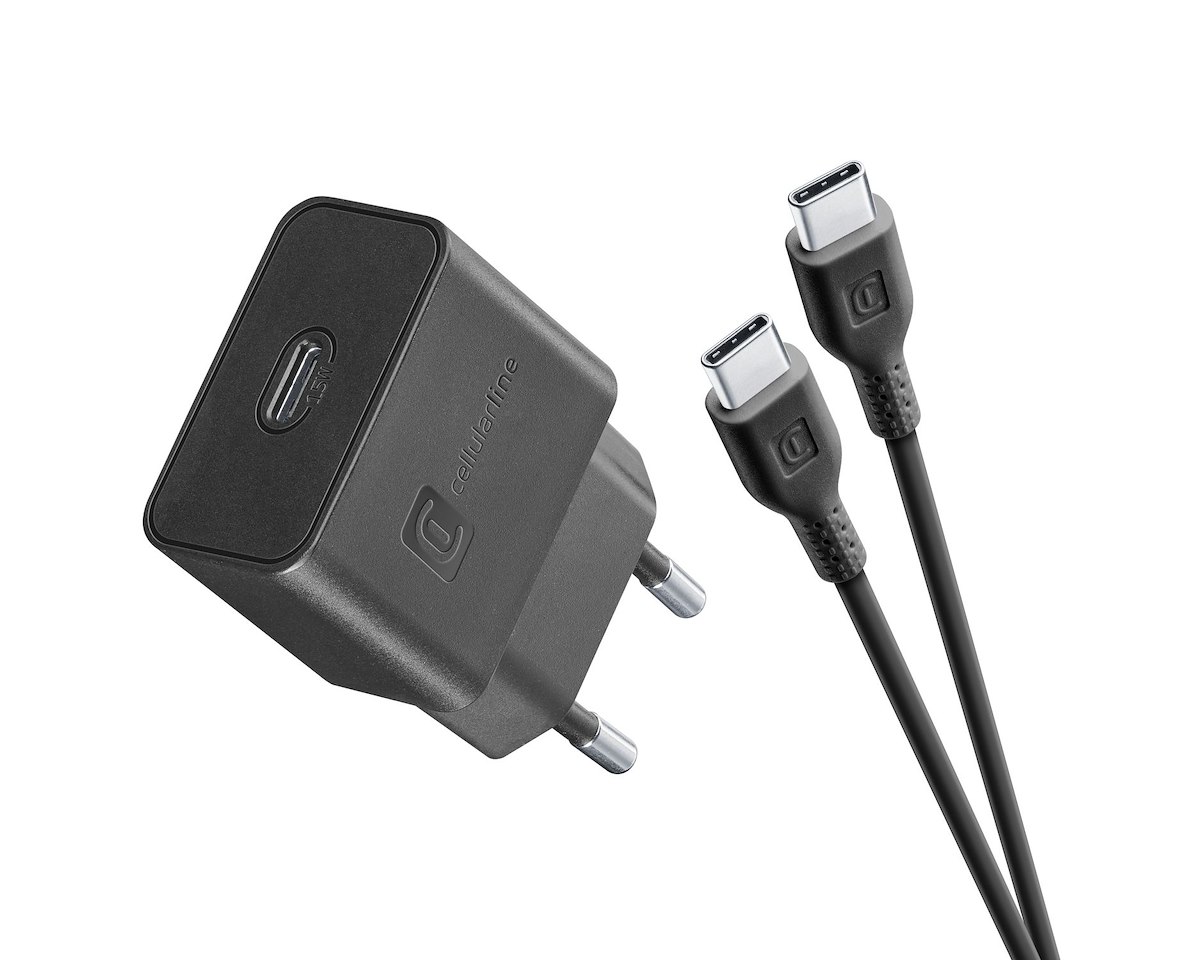 CELLULAR LINE ACHSMKITC2C15WK Caricabatterie Rete USB-C 15W + Cavo Nero