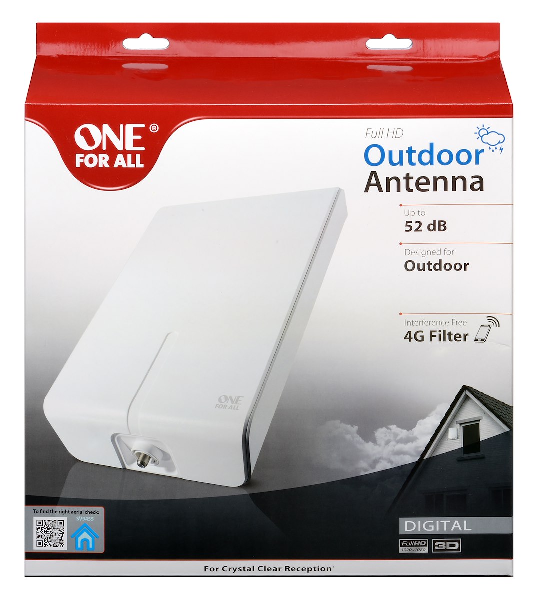 ONE FOR ALL SV9455NEW ANTENNA ESTERNO DVB-T2 52DB FILTRO 5G