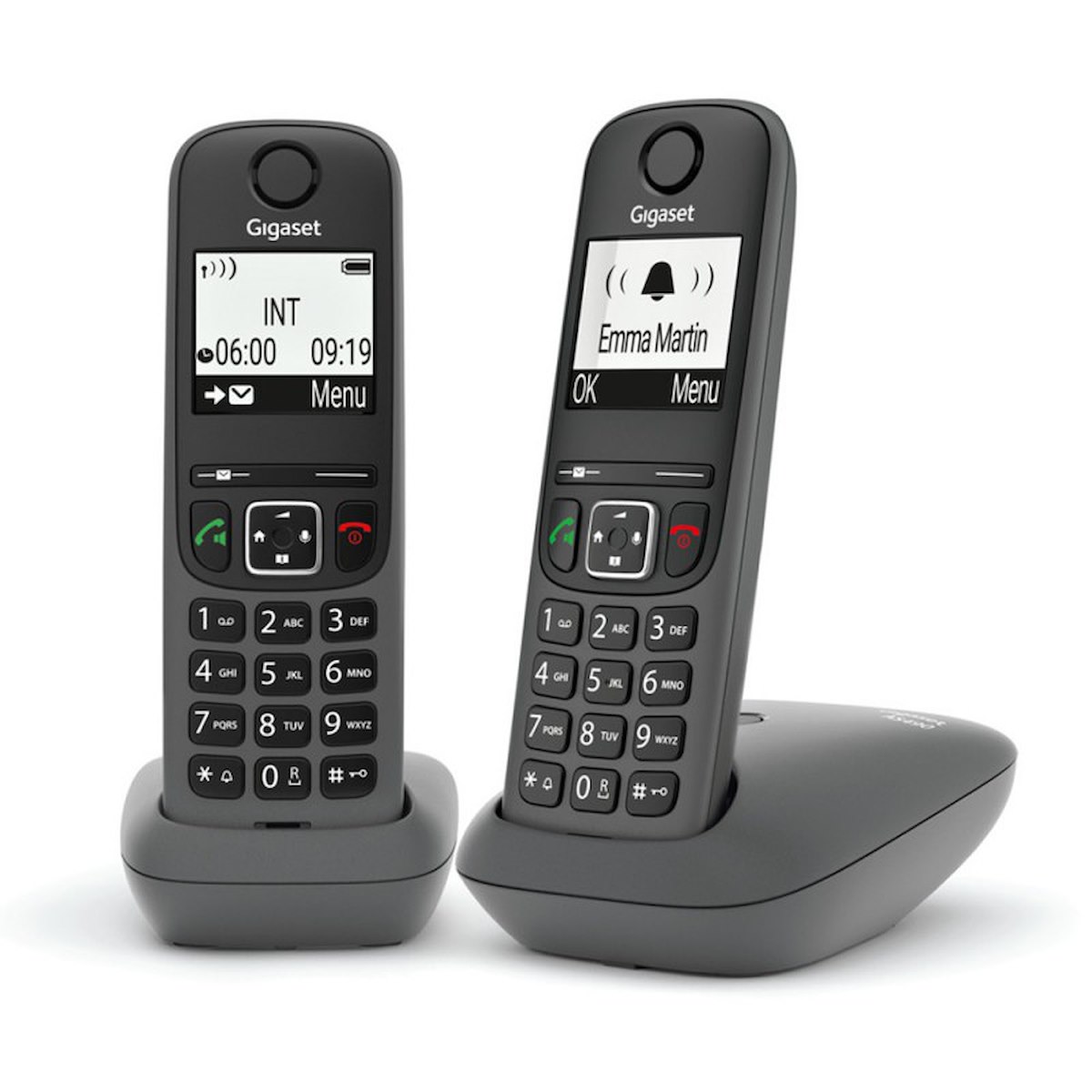 GIGASET AS490DUO Cordless Duo, 2 Voci, Memoria 100 Numeri, Nero