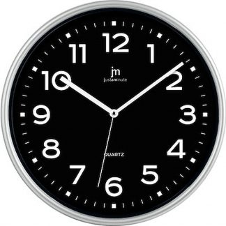JUSTAMINUTE 00940N Orologio da Parete Tondo in Plastica, Nero
