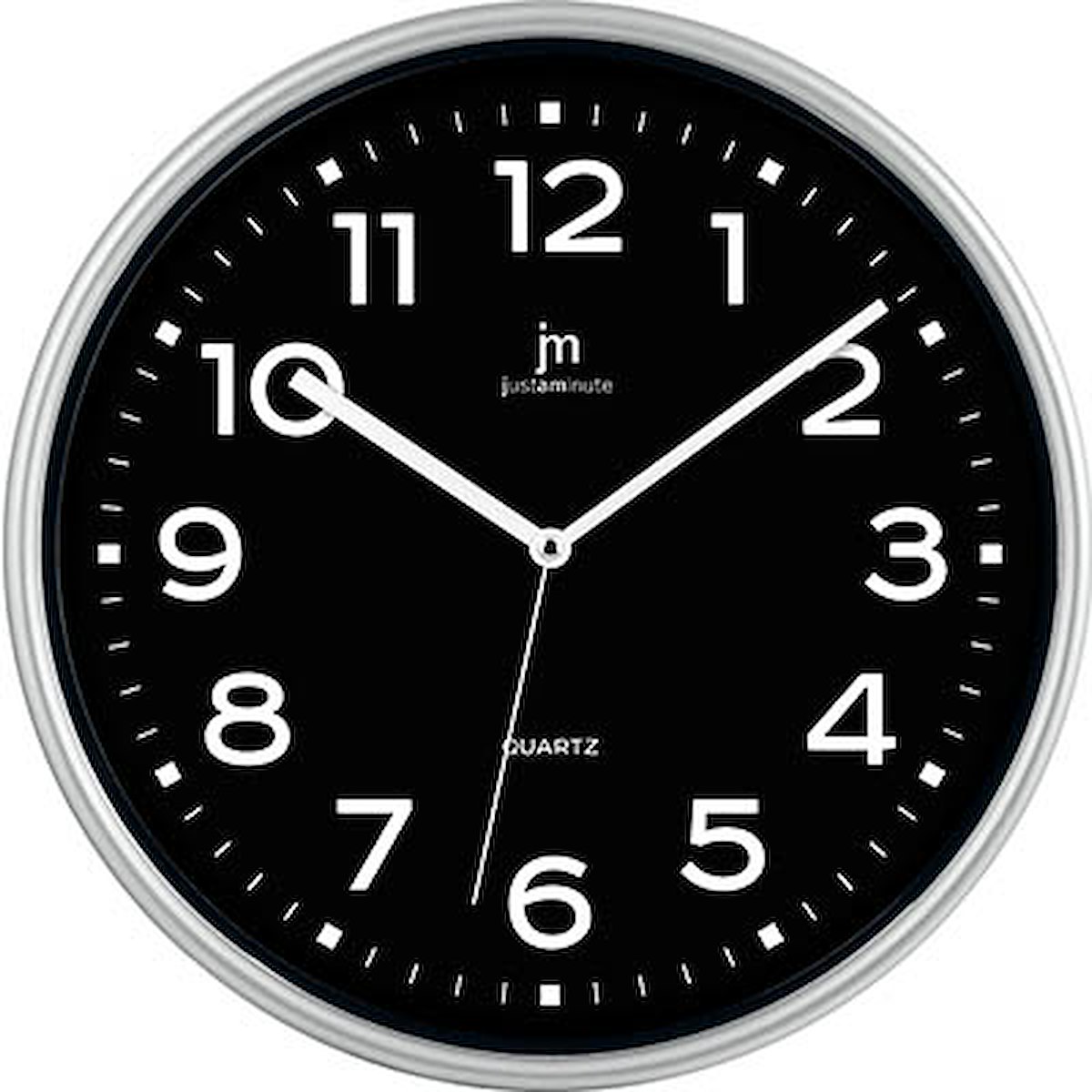 JUSTAMINUTE 00940N Orologio da Parete Tondo in Plastica, Nero
