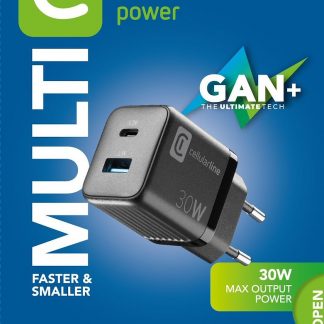 CELLULAR LINE ACHUSBGAN2PD30WK Caricatore Rete Gan 2 Porte USB C 30W Nero