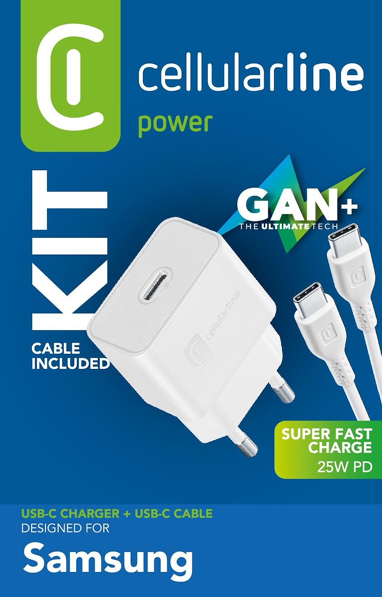 CELLULAR LINE ACHSMKITC2CPD25WW Kit Caricabatterie Rete Samsung C2C 25W Bianco - immagine 2