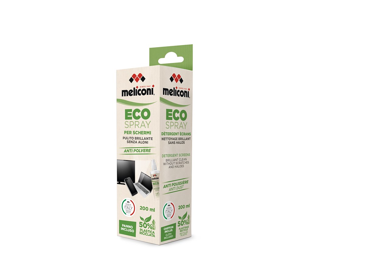 MELICONI 621021 Kit Pulizia Schermi Eco Spray Panno Microfibra