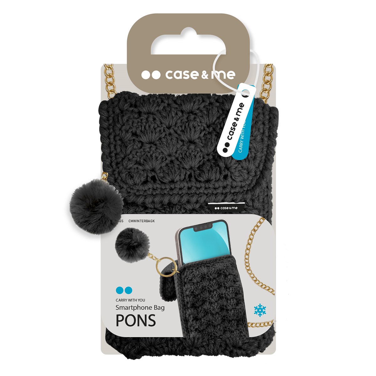 CASE&ME CMWINTERBAGK Borsetta Smartphone Nero, Altri Gadget Telefonia - immagine 4