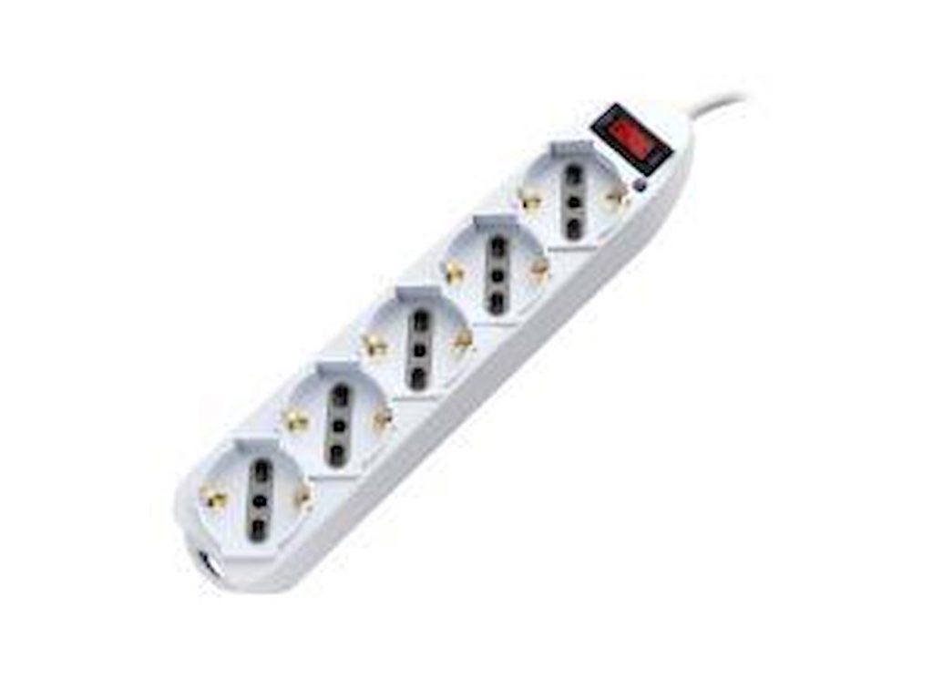 GBC 220555103M Multipresa 5 uscite 10-16A 3m con interruttore bianco