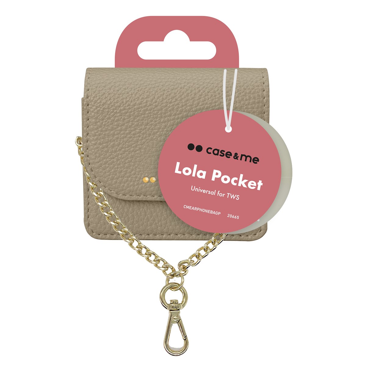 Case Me CMEARPHONEBAGT Borsetta per Auricolari Universale con Catena e Gancio Taupe - immagine 2