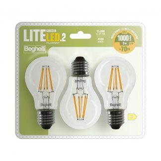 BEGHELLI 58122 LED Goccia 7W E27 6500K FILED2 3pz