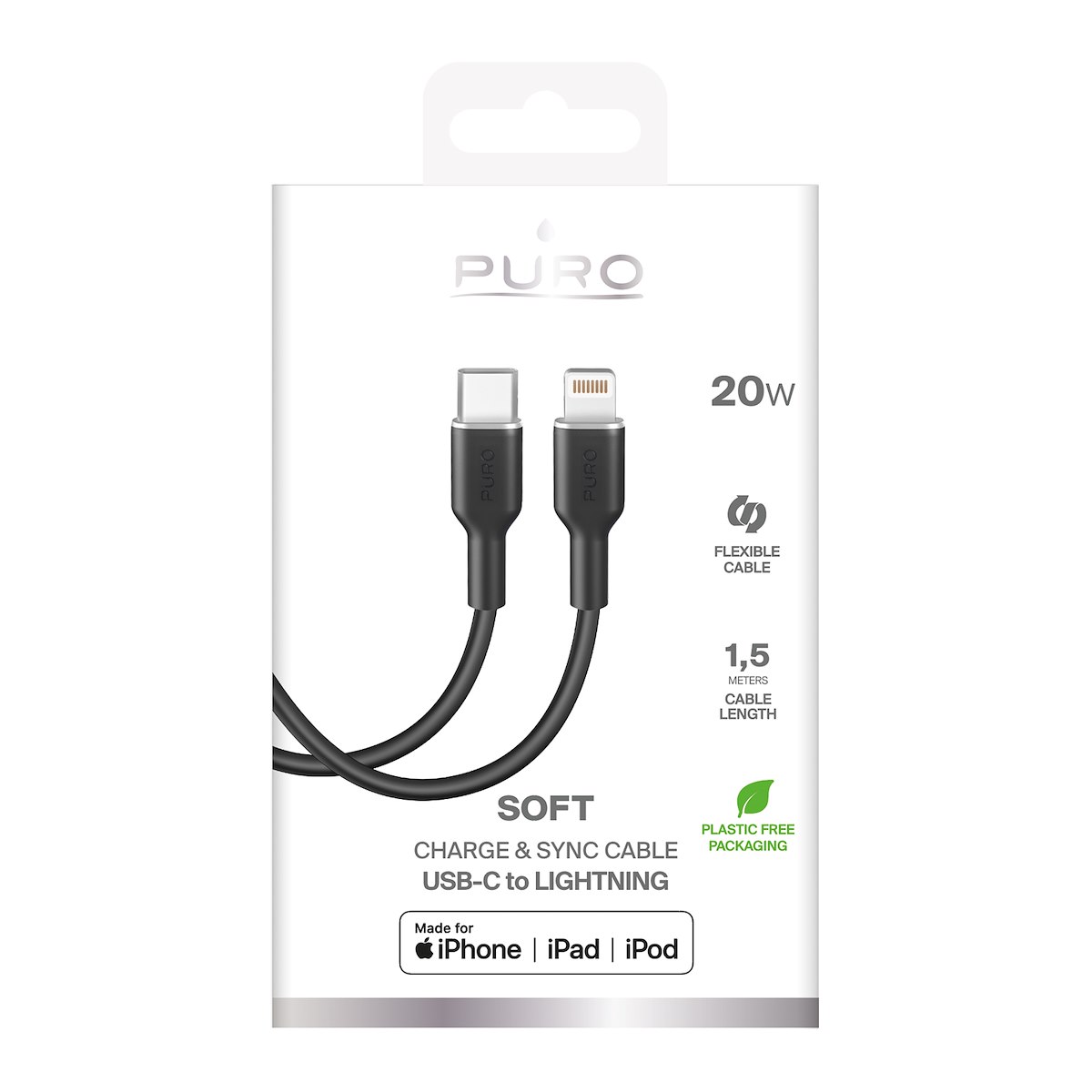 PURO PUCAPLTUSBCICONBLK Cavo USB-C - Lightning 1.5m, nero - immagine 4