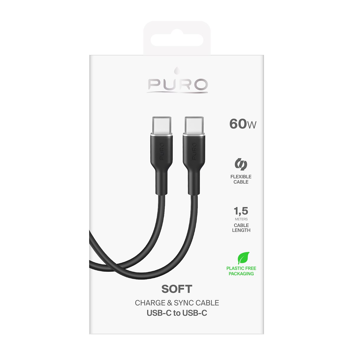 PURO PUUSBCUSBCICONBLK Cavo USB-C a USB-C Soft, 1.5m, Nero - immagine 4