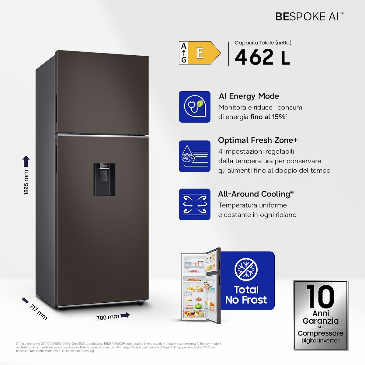 SAMSUNG RT47CB6736C2 Frigo 2 porte 462L No Frost Disp. Bev. WiFi Nero - immagine 2