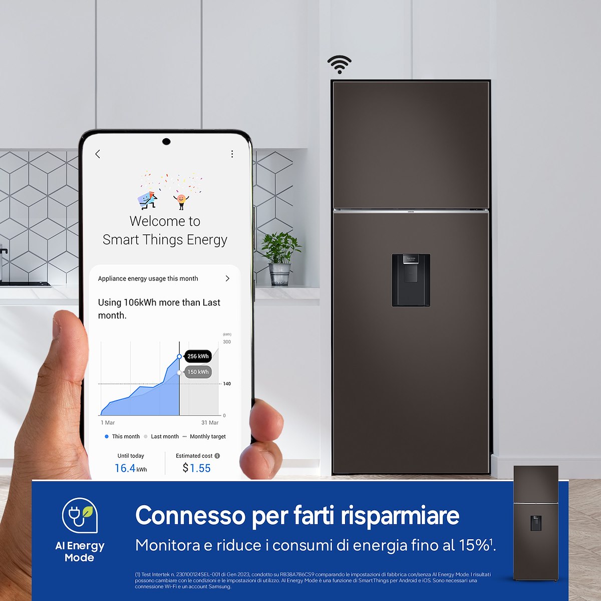 SAMSUNG RT47CB6736C2 Frigo 2 porte 462L No Frost Disp. Bev. WiFi Nero - immagine 3