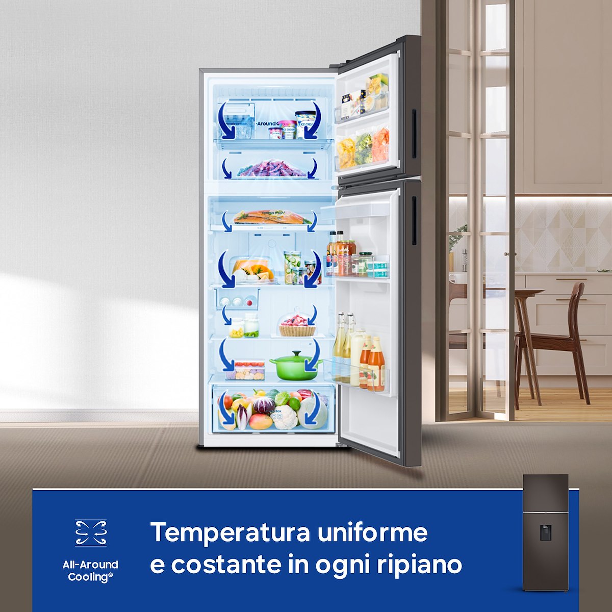 SAMSUNG RT47CB6736C2 Frigo 2 porte 462L No Frost Disp. Bev. WiFi Nero - immagine 5