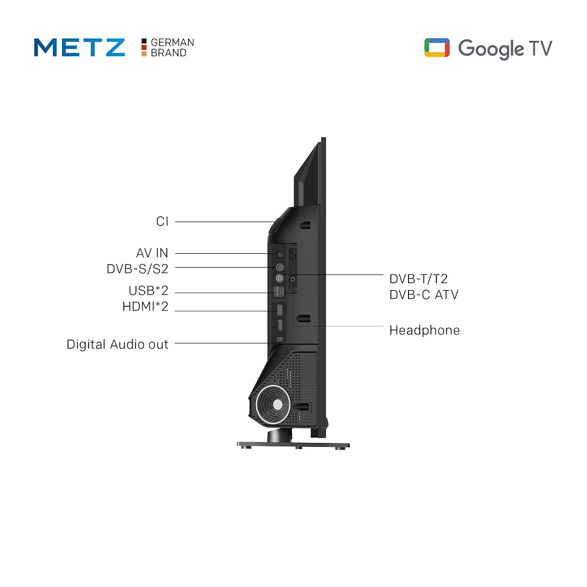 METZ 32MTD8500Z TV LED 32" HD Smart Google DVB-T2/S2 con stand - immagine 5