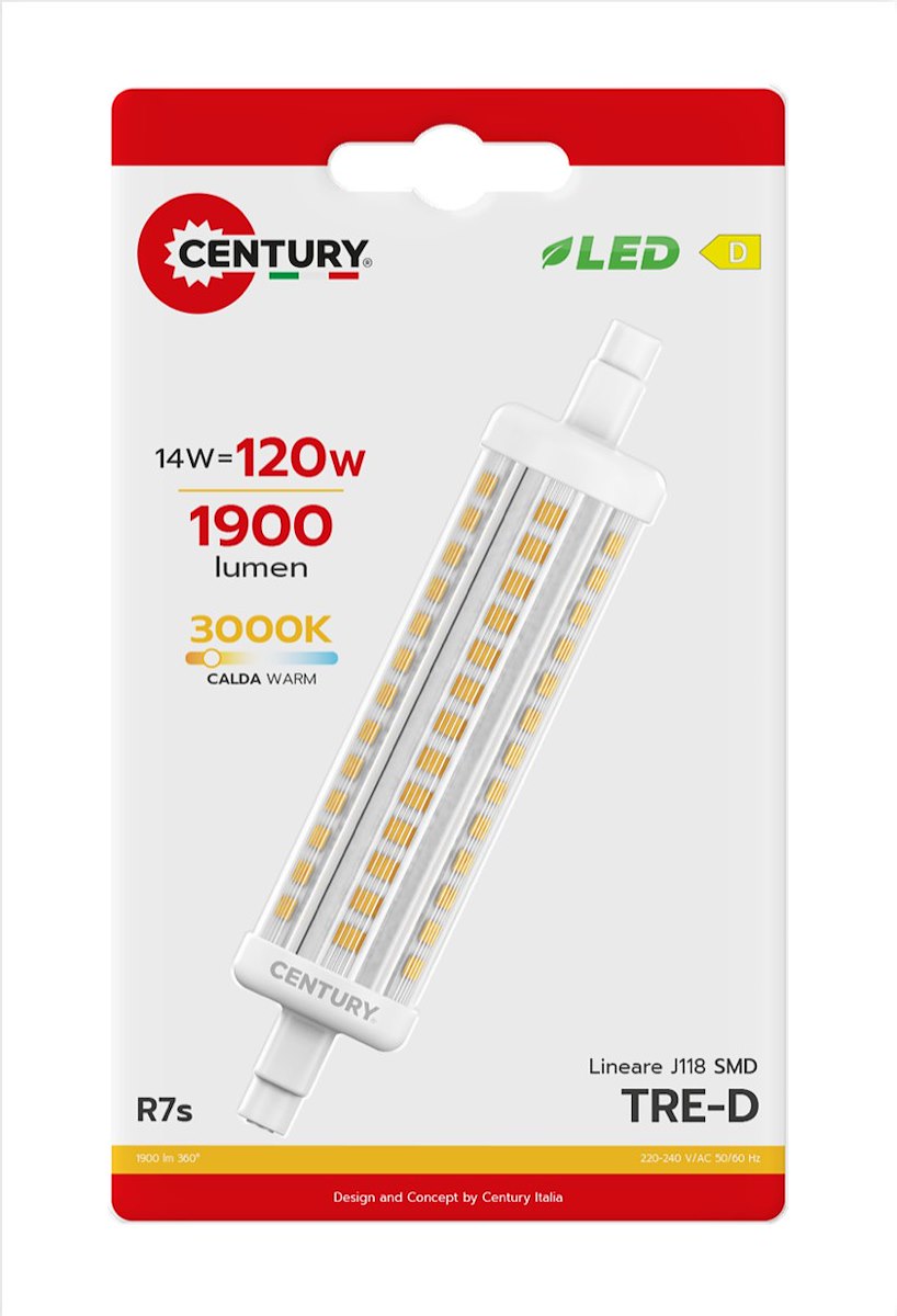 CENTURY TR1411830BL Lampada LED 14W R7S 3000K 1900LM IP20