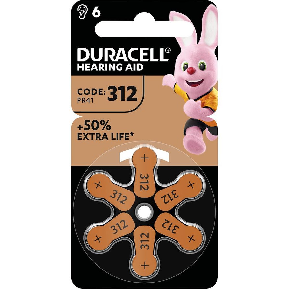 DURACELL DU79R1 Batterie Acustiche Easy Tab 312 Marrone 6pz Non Ricaricabili