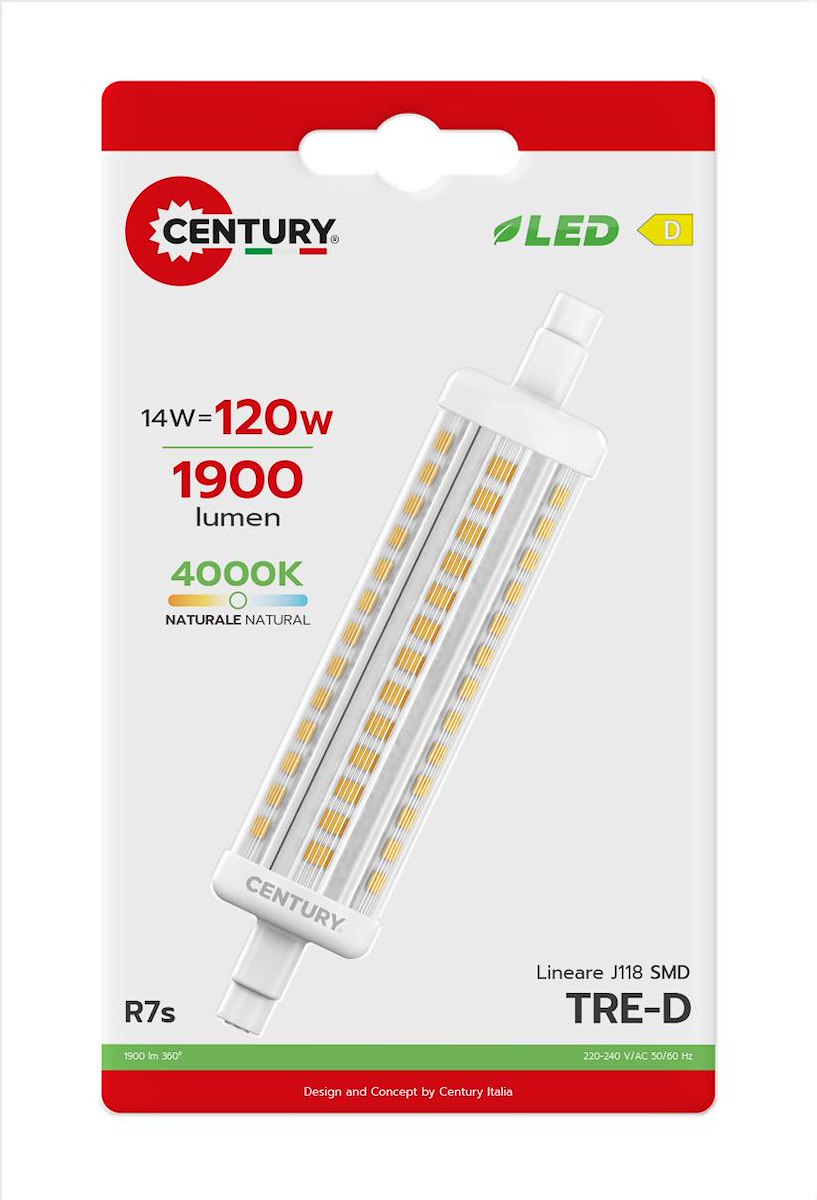 CENTURY TR1411840BL Lampada LED Lineare 14W R7S 4000K 1900LM