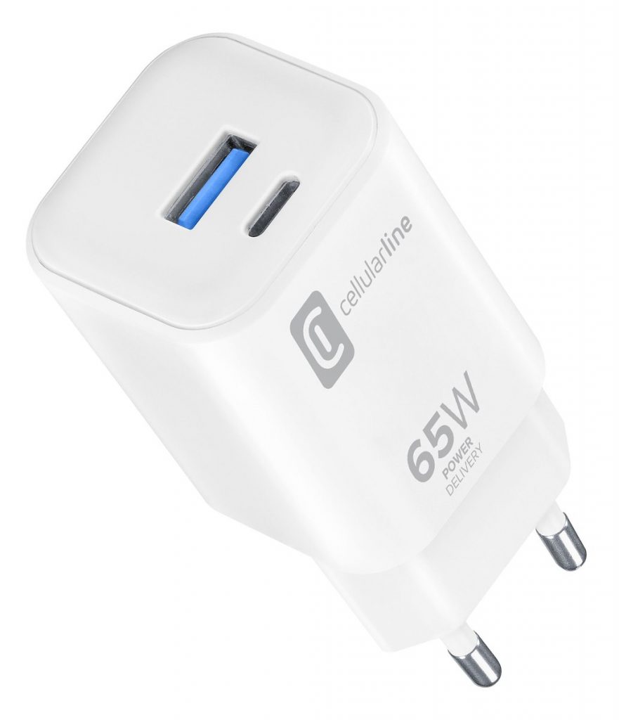 CELLULAR LINE ACHUSBC2PD65WSMLW Caricatore Rete Doppio 65W USB C Compatto Bianco
