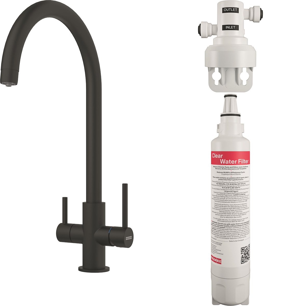 FRANKE 1600702681 Miscelatore Filtrante Lina Clear Water Nero Opaco - immagine 2