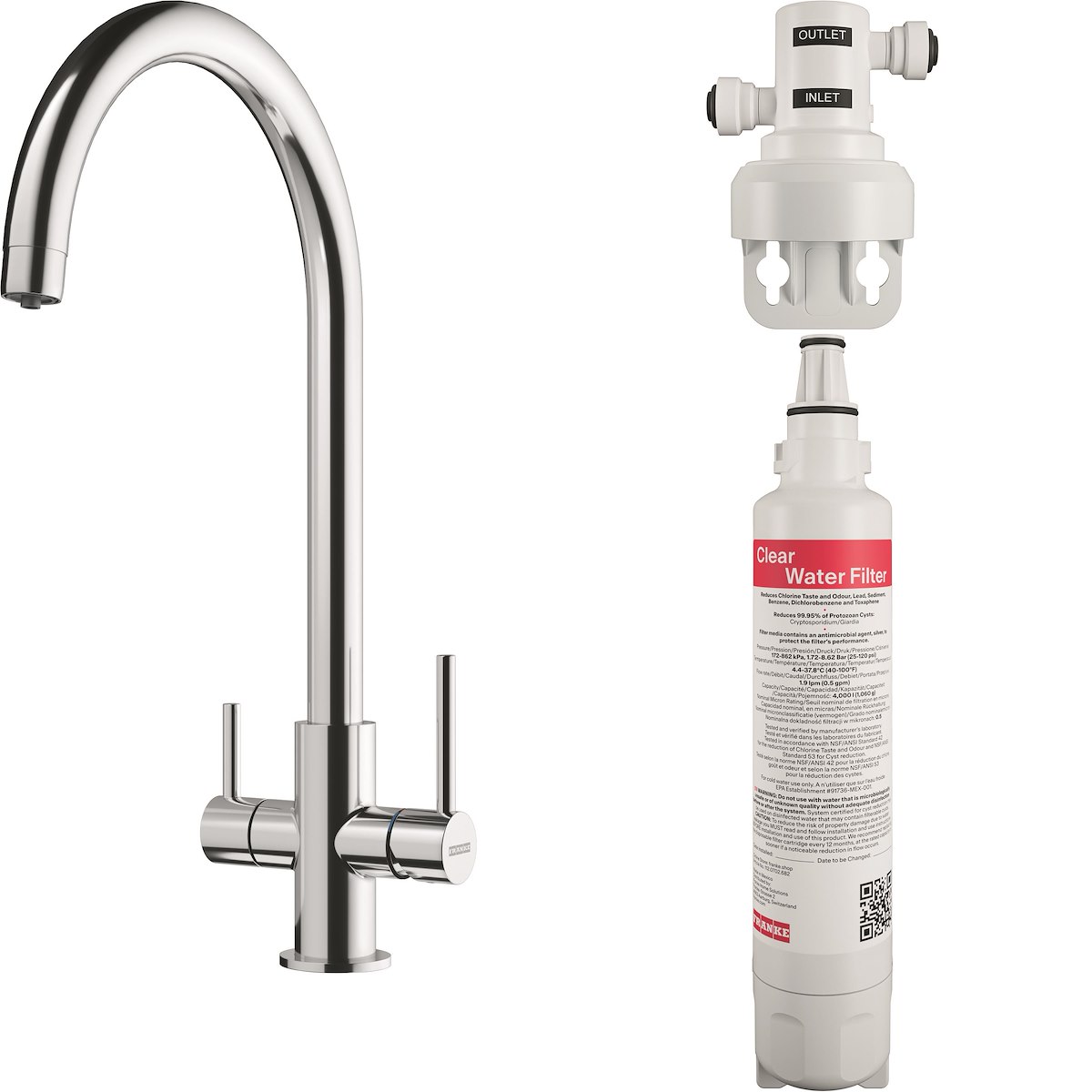 FRANKE 1600702660 Miscelatore Filtrante Lina Clear Water Cromato