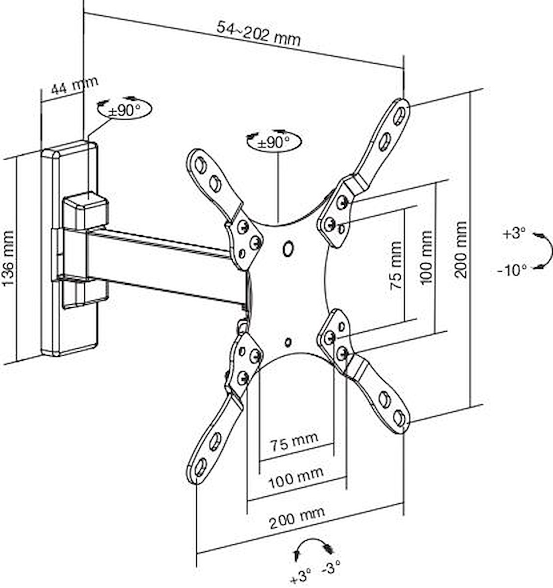 MUNARI SP211 Supporto TV 43" Max 20kg VESA 75-100 Nero - immagine 2