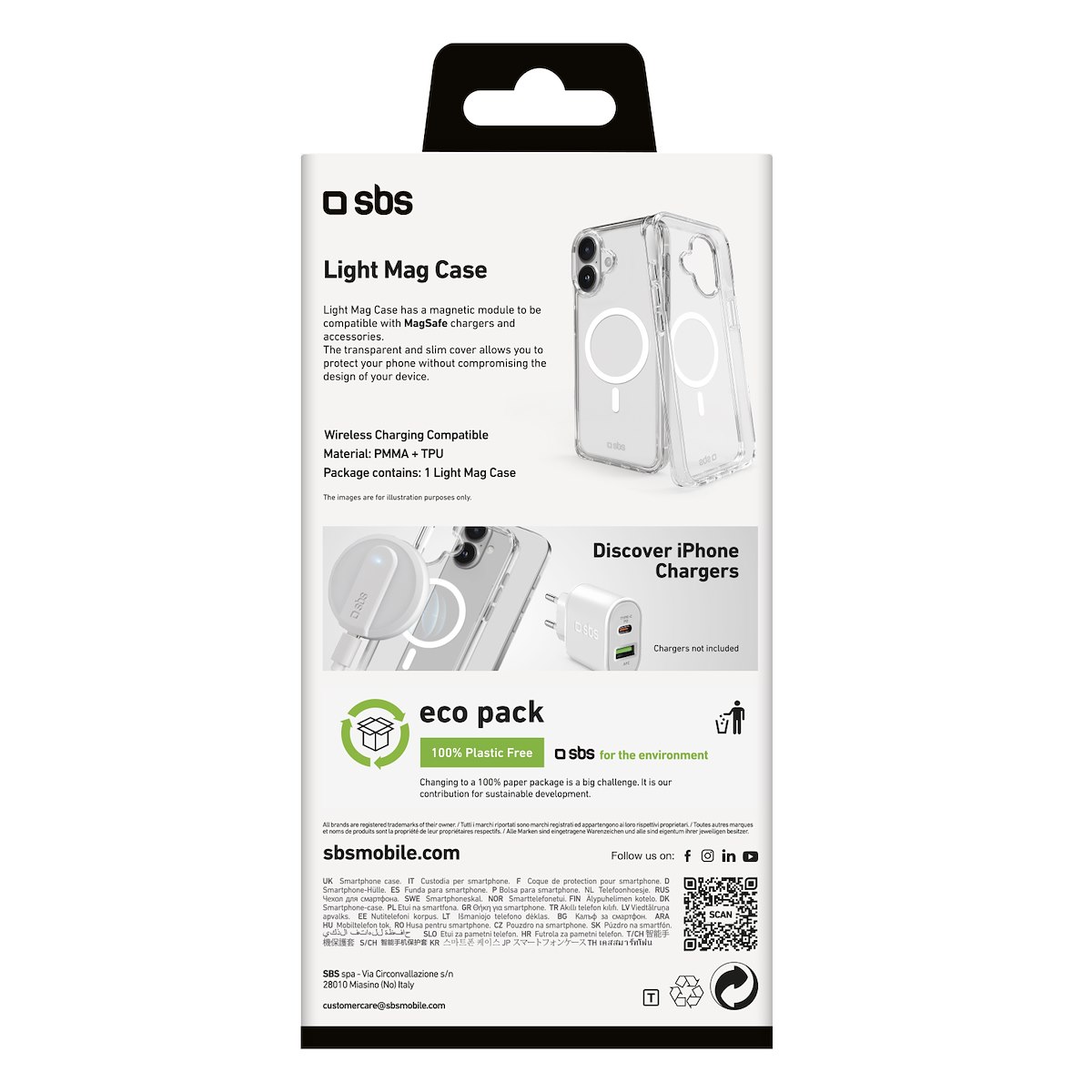 SBS TELIGMAGIP1661T Cover Light Mag per iPhone 16, trasparente - immagine 4