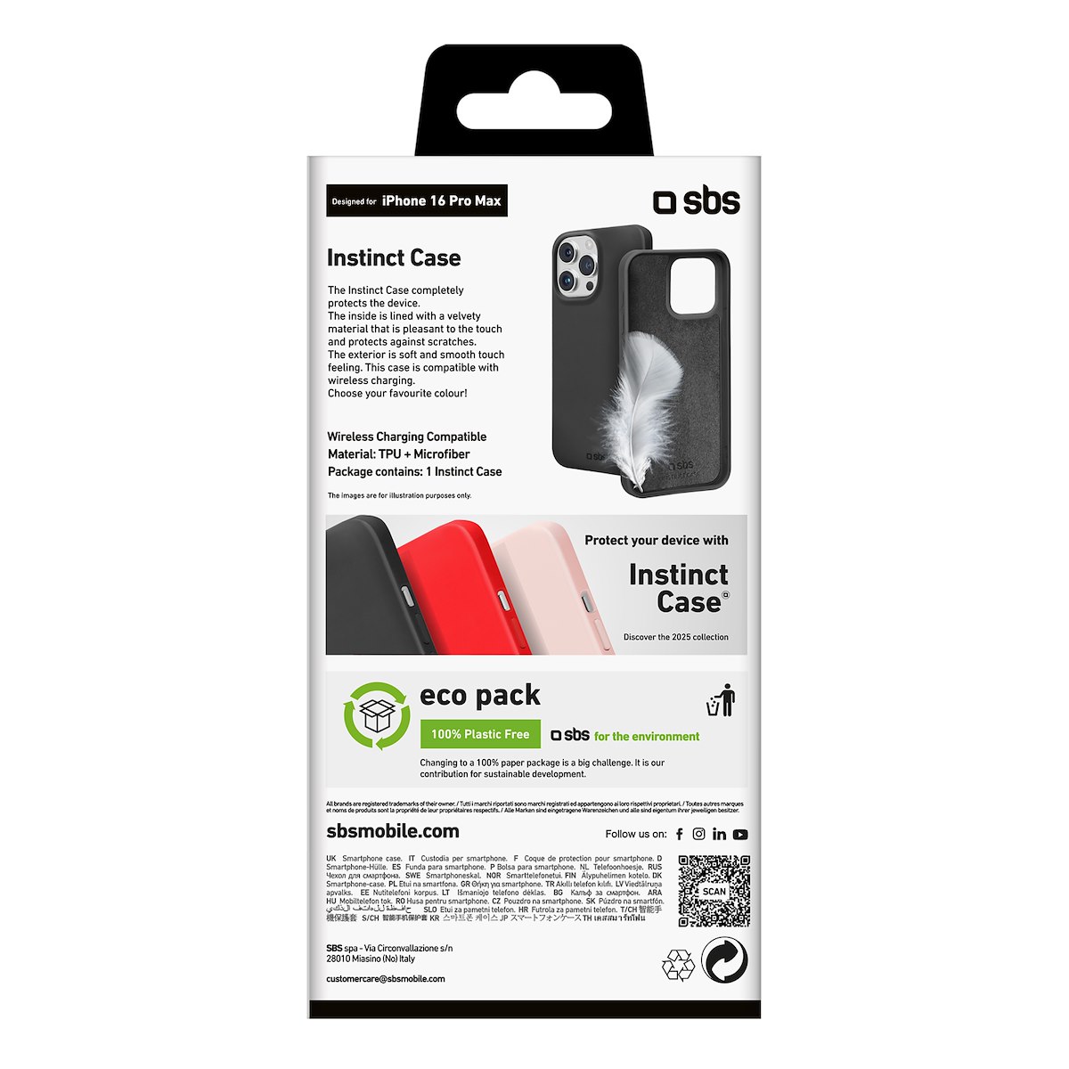 SBS TEINSTIP1667PK Cover Instinct per iPhone 16 Pro Max, nera - immagine 4