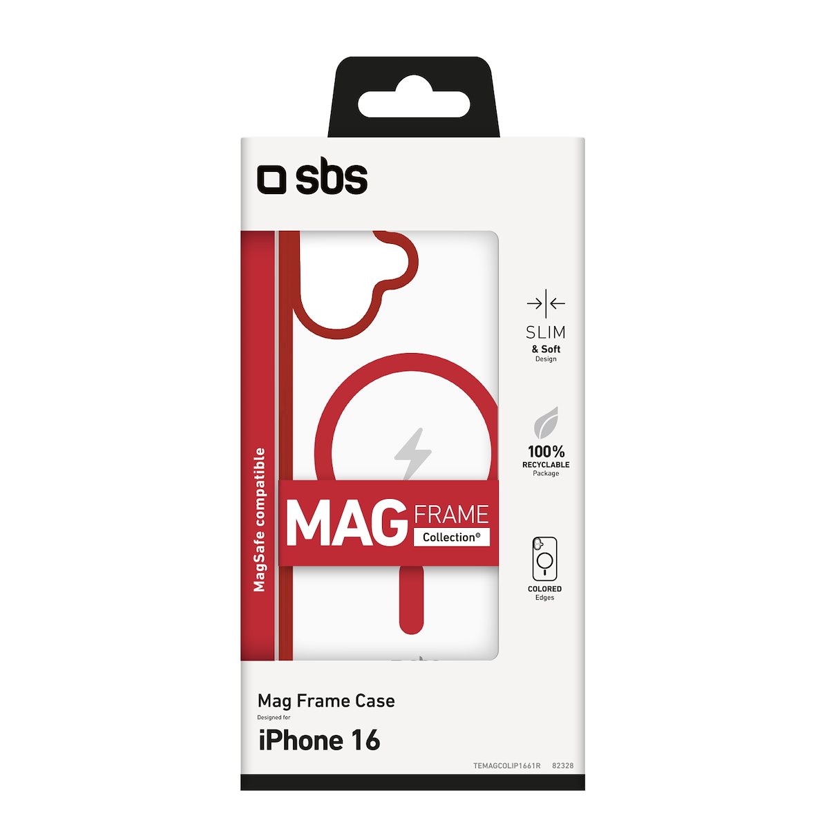 SBS TEMAGCOLIP1661R Cover Mag Frame per iPhone 16, Rosso - immagine 3