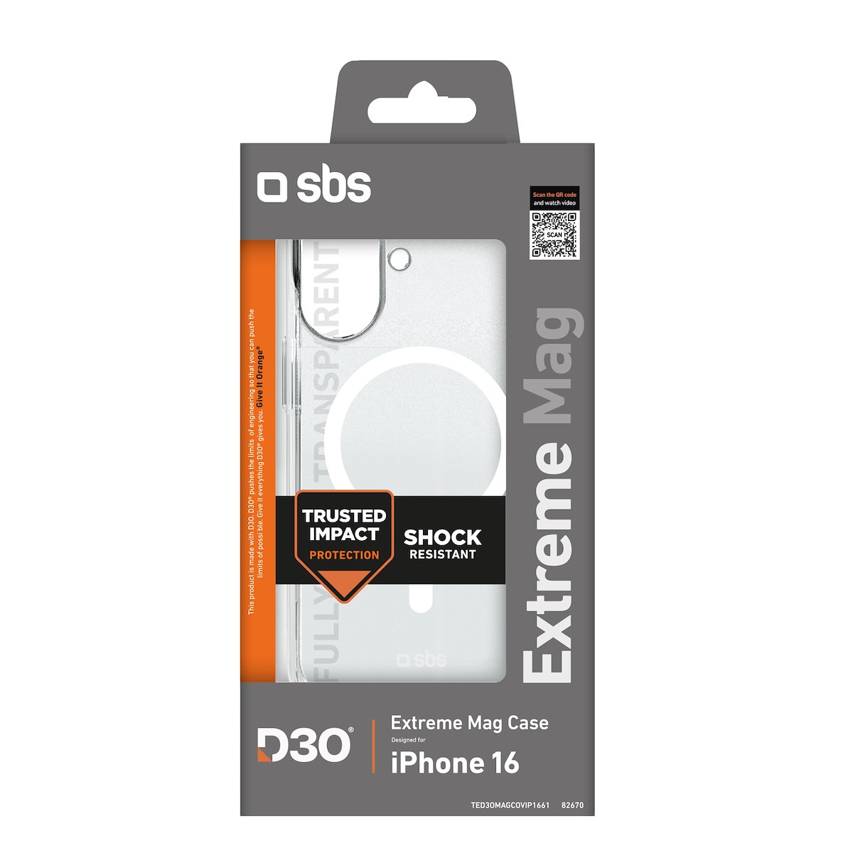 SBS TED3OMAGCOVIP1661 Cover MagSafe D3O Trasparente per iPhone 16 - immagine 3