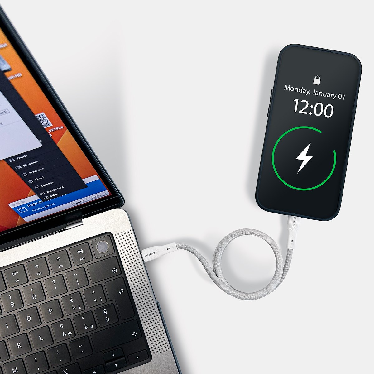 PURO PUCUSBCUSBCMAGWHI Cavo USB magnetico avvolgibile - immagine 4