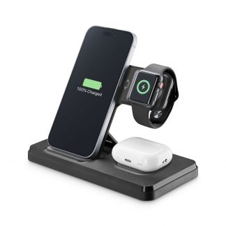 CELLULAR LINE WIRESTAND3IN1FBK Base Ricarica Wireless 15W 3-in-1