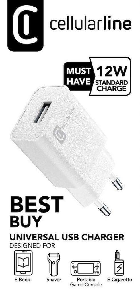 CELLULAR LINE ACHUSB12WSMLW Caricabatterie Rete USB 12W Bianco