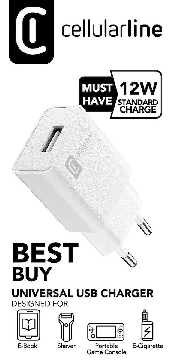CELLULAR LINE ACHUSB12WSMLW Caricabatterie Rete USB 12W Bianco
