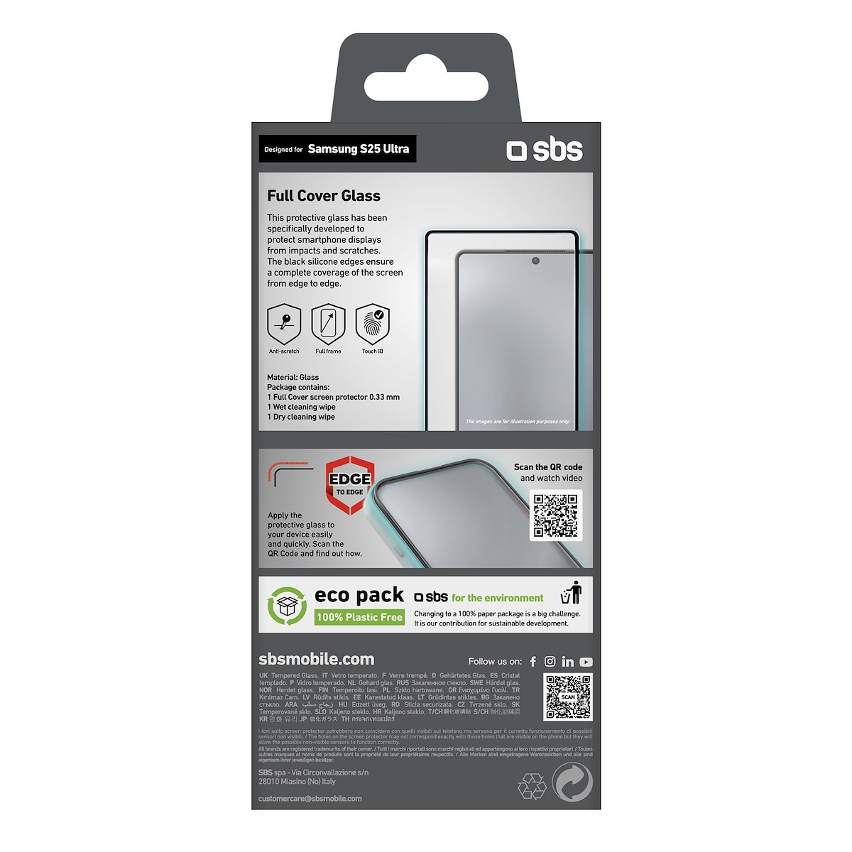 SBS TESCRFCSAS25U Pellicola Vetro Temperato Full Cover per Galaxy S25 Ultra - immagine 3