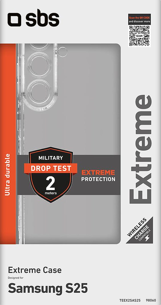 SBS TEEX2SAS25 Cover Extreme X2 trasparente per Samsung Galaxy S25