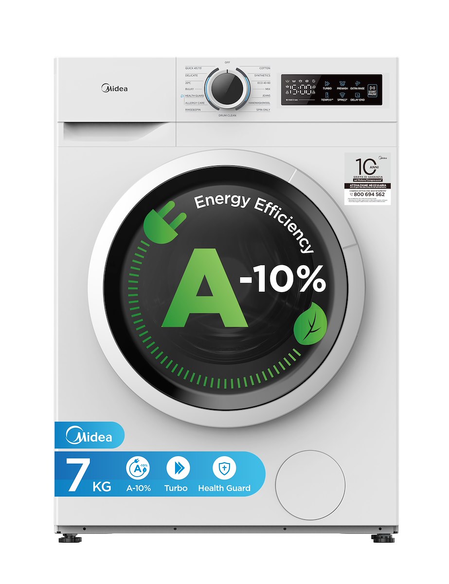 MIDEA MF110W70BA10WIT Lavatrice 7kg 1400giri Vapore Cl.A-10%
